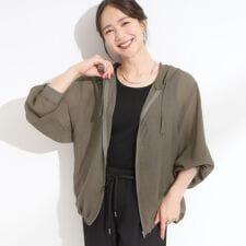 【S-LL】やわらかシアーで大人っぽく こなれフーディブルゾン