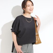 【S-LL洗える】お袖のタックがアクセント インせず着られる さらさらドルマントップス