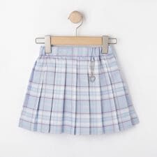 【100-150cm】ハートチャーム付きチェックプリーツスカート