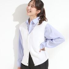 【S-LL】ゴールドボタンが上品 大人のニットベスト