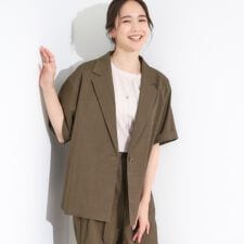 【S-LLセットアップ可洗濯後しわになりにくい】5分袖テーラードジャケット