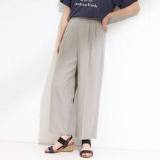 【S-LLセットアップ可洗濯後しわになりにくい】タックワイドパンツ