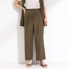 【S-LLセットアップ可洗濯後しわになりにくい】きちんと見え タックワイドパンツ