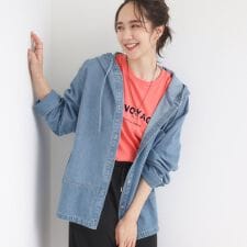 【S-LL】こなれ感ある着こなしに デニムフーディーブルゾン