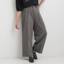 【洗えるS-LL】すっきり上品きれい見え タックワイドパンツ