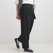【洗濯機可S-LL】すっきり上品きれい見え タックワイドパンツ