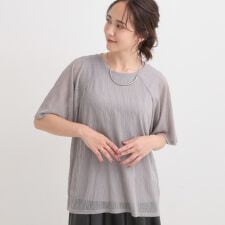 【S-LL二の腕カバー】ウエーブ柄 インナードッキングトップス