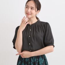 【洗えるS-LL】大人上品な印象のサテン5分袖ブラウス