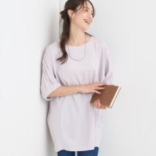 【S-LL体型カバー】さらさらタッチが心地よい コクーンシルエットチュニック