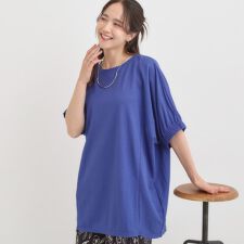 【S-LL体型カバー】さらさらタッチが心地よい コクーンシルエットチュニック