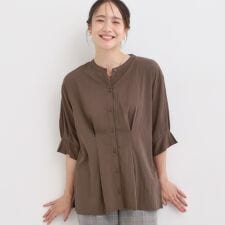 【S-LL通勤スタイルにも】ウエストタックで程よくシェイプ 大人の上品ブラウス