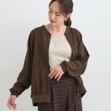 【洗濯機可S-LL】さっと羽織れる 軽量リブブルゾン