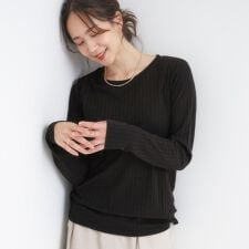 【S-LL】1枚でも、重ね着にも ワイドテレコ クルーネックインナー