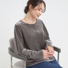 【洗えるS-LL】上品見え ベロア調シアートップス