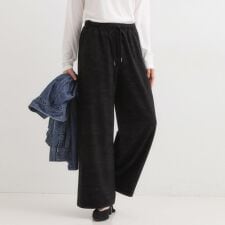 【S-LL体型カバー】上品なとろみが魅力 イージーワイドパンツ