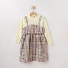 シューラルー(SHOOLARUE)の【100-150cm】ジップ使いチェックドッキングワンピース