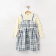 シューラルー(SHOOLARUE)の【100-150cm】ジップ使いチェックドッキングワンピース