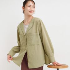 【S-LL】大人ヘルシーなこなれ感 オープンカラーシャツ