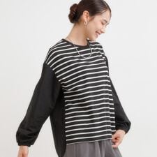 【S-LL】インせず決まる 背中タック入り パフ袖トップス