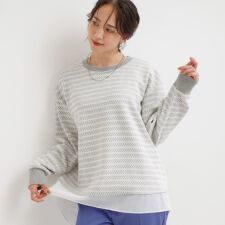 【S-LL体型カバー】気負わず着られる ジャカード裾フェイクトップス