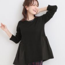 シューラルー(SHOOLARUE)の【洗濯機可S-LL体型カバー】異素材きりかえ Aラインニット