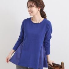 シューラルー(SHOOLARUE)の【洗濯機可S-LL体型カバー】異素材きりかえ Aラインニット