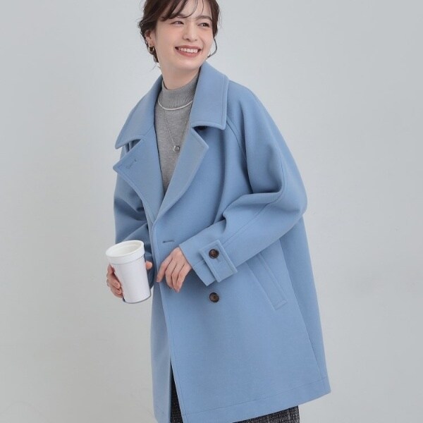 美品 レリアン ウールチェスターコート ミドル丈 ライトアウター ブルー 13+ レディース チェスターコート (ミドル丈) の一覧 | マルイウェブ