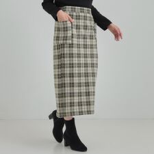【S-LLあったか】大人レディな着こなしに シャギーチェックスカート