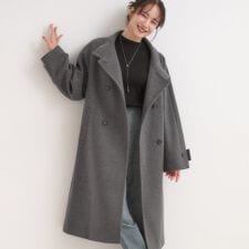 【S-LL】大人のきれいめスタイルに ウール調スタンドロングコート