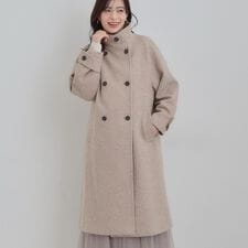 【S-LL】大人のきれいめスタイルに ウール調スタンドロングコート