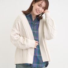 【洗濯機可S-LL】大人の抜け感 ざっくり編み モールケーブルカーディガン【CIRCRIC】