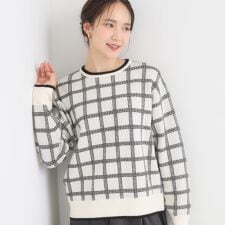 【洗濯機可S-LL】クラシックなチェック柄が目を惹く 柔らかニット