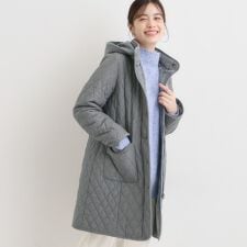 シューラルー(SHOOLARUE)の【撥水フード取り外し可】自然にくびれる あったかダイヤ柄キルトコート