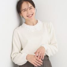 【襟取り外し可S-LL】上品見え レース襟ニット