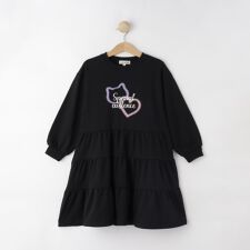 【100-150cm】ミニ裏毛ティアードワンピース