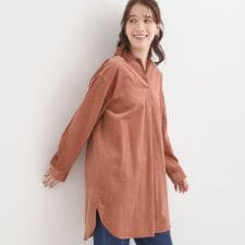 【洗濯機可S-LL】すっきり見えにこだわった コーデュロイチュニックワンピース