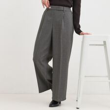 シューラルー(SHOOLARUE)の【着丈選べる】ウールフィール裏起毛ワイドパンツ