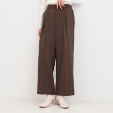 【洗えるS-LLセットアップ可】脚のラインをきれいに魅せる センタープレスワイドパンツ