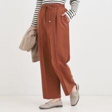 【洗濯機可S-LL】上品シルエットで美しい イージーワイドパンツ