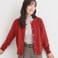 【セットアップ可洗濯機可】もちもちタッチが心地よい クルーネックカーディガン