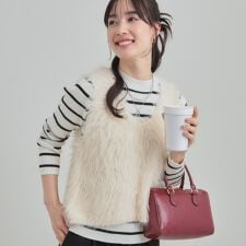 【S-LL2点セット】着るだけでコーデが決まる フェザーベスト×リブニット