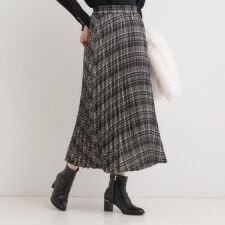 【S-LL】すっきり魅せてくれる チェックプリーツスカート