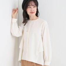 【洗濯機可S-LL】春まで着られる バックフリルシャツ