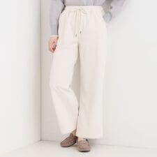 【S-LL洗濯機可裏起毛】あったかコーデュロイ ワイドパンツ
