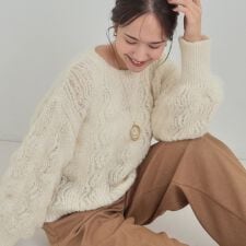 【S-LL】ふんわり大人の 透かし編みニット