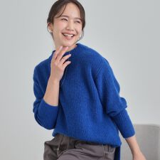 【S-LL洗濯機可】ふわふわが魅力 ハイネックニットプルオーバー