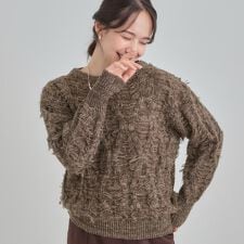 【S-LL】大人も着やすいシックなカラー 主役級フリンジニット