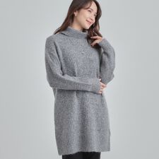 【洗濯機可S-LL体型カバー】女性らしい美シルエット チュニックニットワンピース