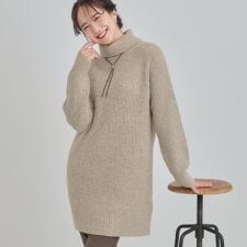 【洗濯機可S-LL体型カバー】女性らしい美シルエット チュニックニットワンピース