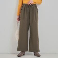【洗濯機可S-LL】風を通しにくい フラップイージーワイドパンツ